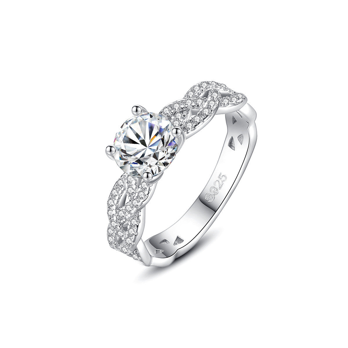 Mossan Diamond Ring in 925 Sterling Silver