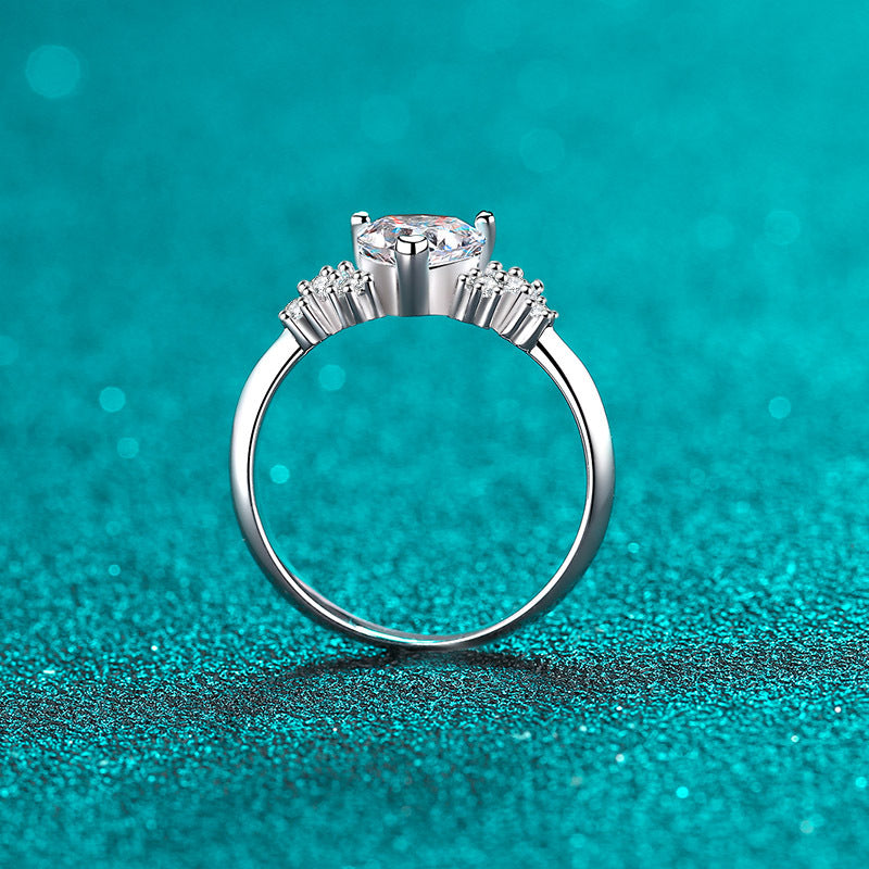 925 Sterling Silver Heart Moissanite Engagement Ring