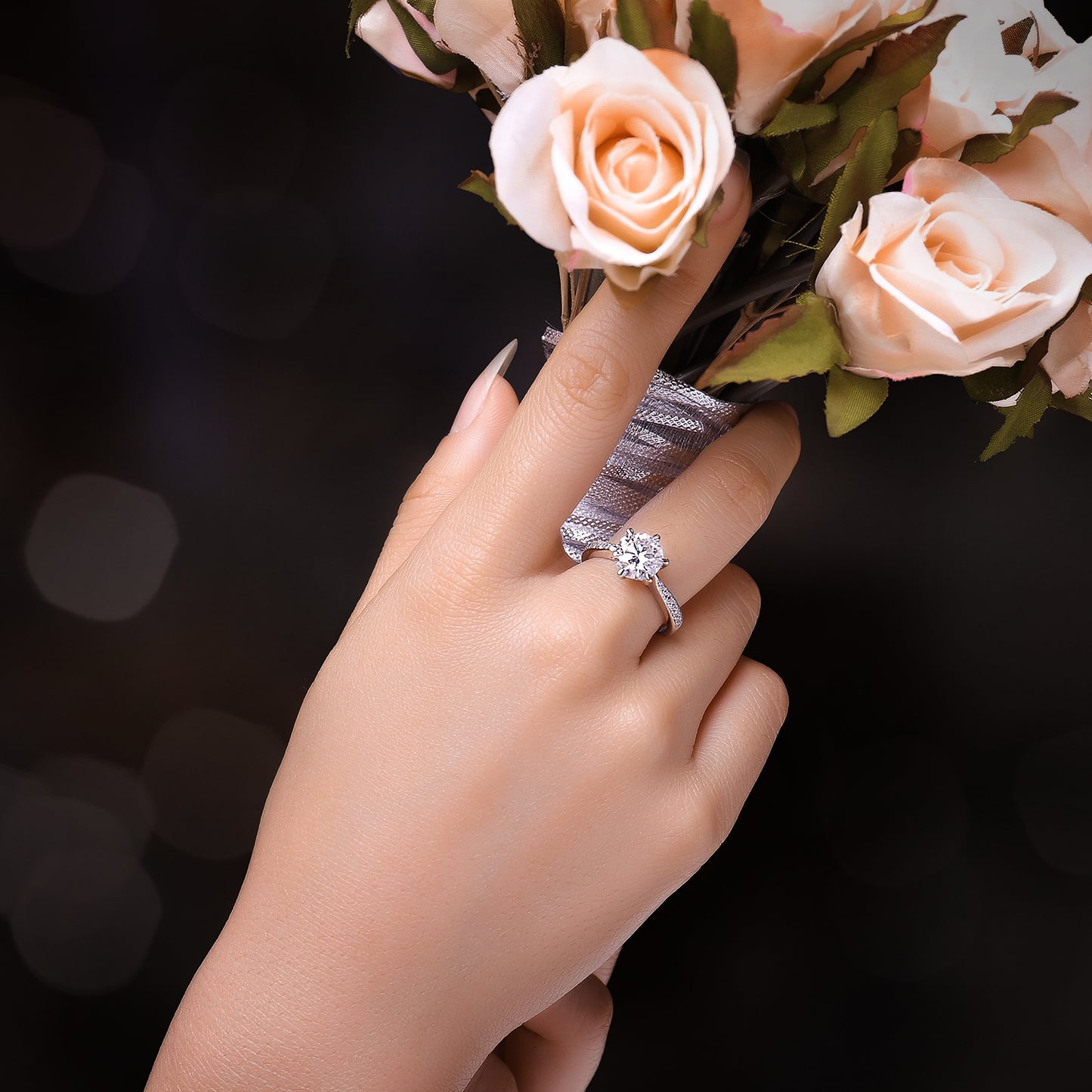 Classic Six Prong 925 Sterling Silver Moissanite Ring