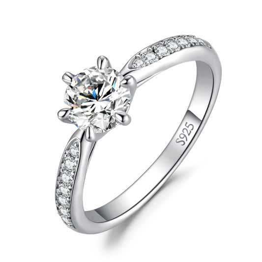 Classic Six Prong 925 Sterling Silver Moissanite Ring