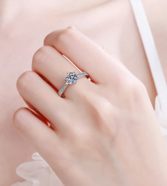 Classic Six Prong 925 Sterling Silver Moissanite Ring
