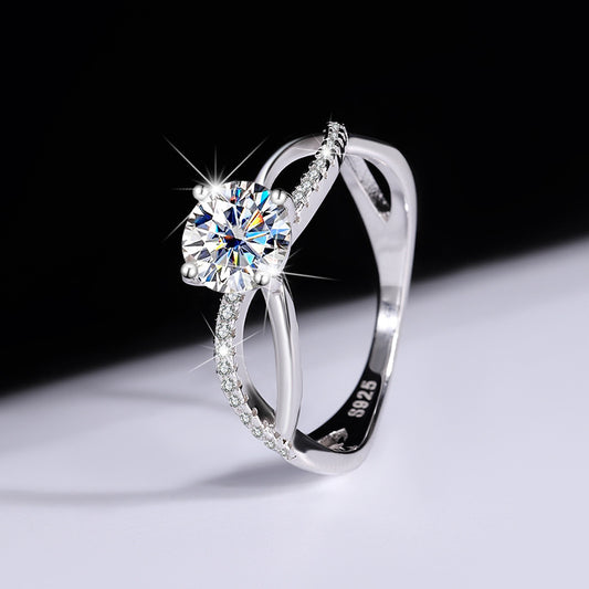 Authentic Moissanite Ring in Sterling Silver
