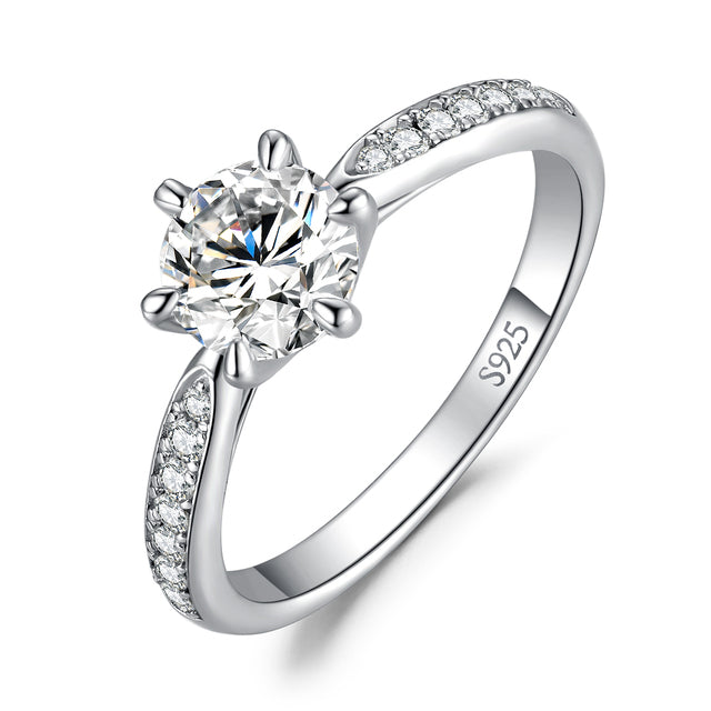 Classic Six Prong 925 Sterling Silver Moissanite Ring
